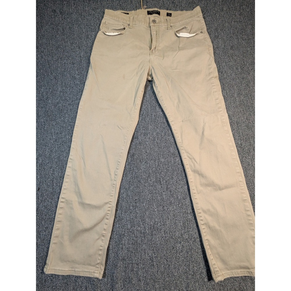 Lucky Brand 412 Athletic Slim Khaki Pants Mens 33x30 Tan Chino Trousers STAINED